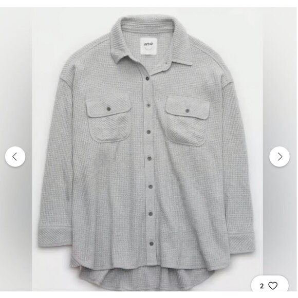 Aerie LumberJane Waffle Shirt in light grey Shacket size XS - Picture 1 of 14